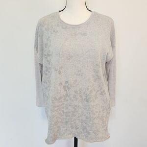 WhyCI Light Gray Merino Wool Silk Cashmere Blend 3/4 Sleeve Sweater Italy 40/4